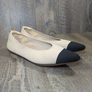 Vivaia Aria 5° Womens EU 41.5 US 10 Pointed Toe Ballet Flat Almond Black Slip On